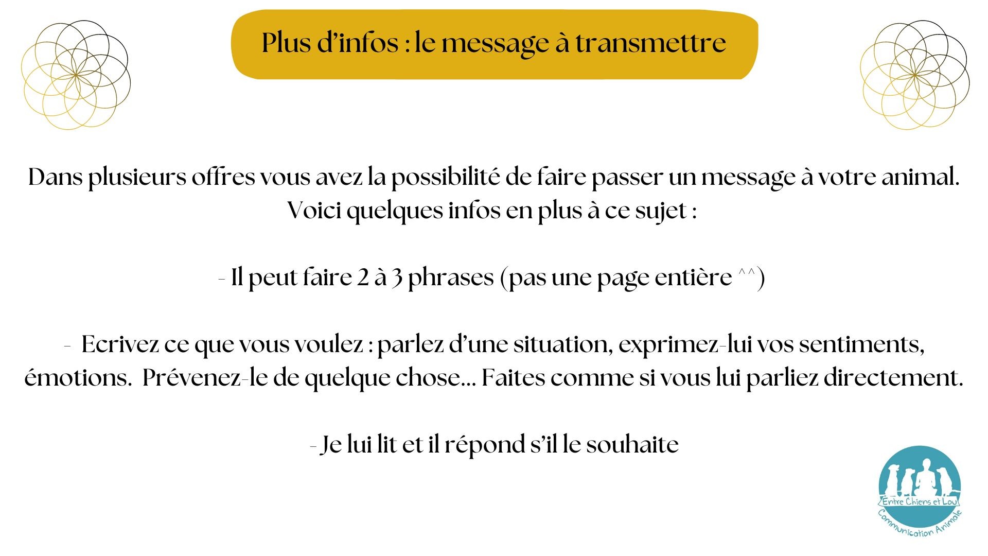 MESSAGE A TRANSMETTRE